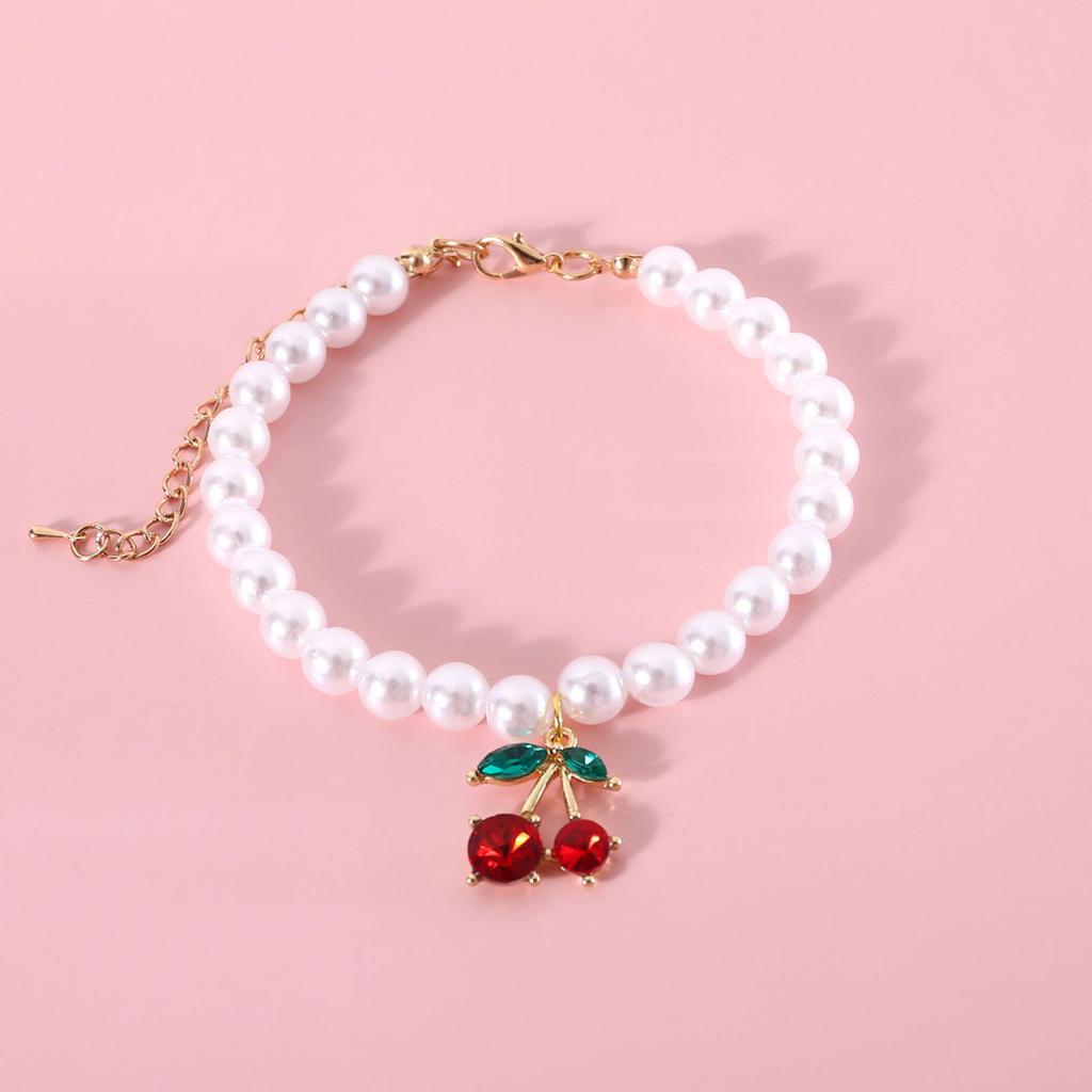 Привлекательный изысканный кулон с вишней для кошек и собак, ошейник с искусственным жемчугом, товары для домашних животных