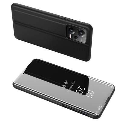 Глянцевый чехол-книжка для Xiaomi Redmi Note 12 5G Poco X5 Pro 5G Clear View Case Черный