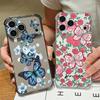 Силиконовый чехол для телефона с принтом «Цветок розы и бабочка» для iPhone 17 Pro Max 16 15 14 Pro Max 13 12 Pro 11, противоударный, мягкий, прозрачный