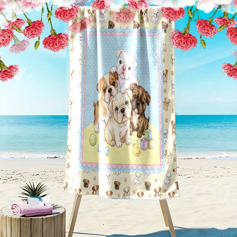 Cute Animal Puzzle Print Beach Towel, Large Soft Quick Dry Towel for Beach Camping Swimming