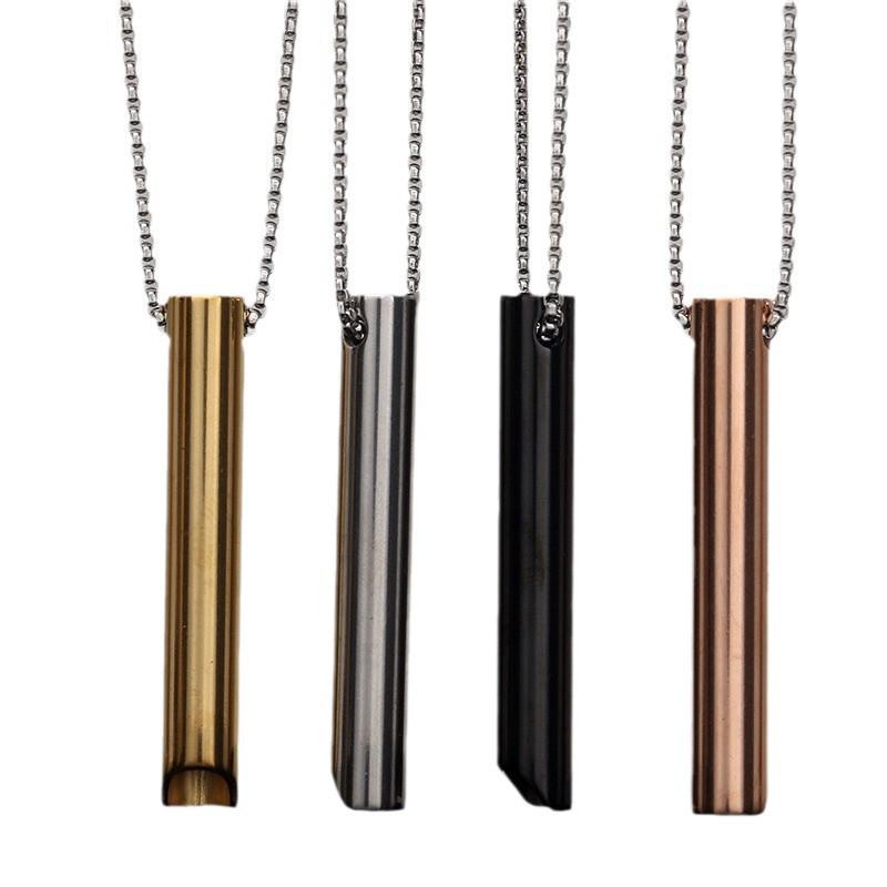 Stylish Titanium Steel Long Whistle Necklace - Regulates Breathing and Eases Stress