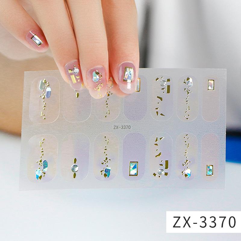 ZX 3D Waterproof No-Cure Gel Nail Wraps, Full Cover Japanese & Korean Style Spring & Summer Nail Stickers, Nail Patch Films