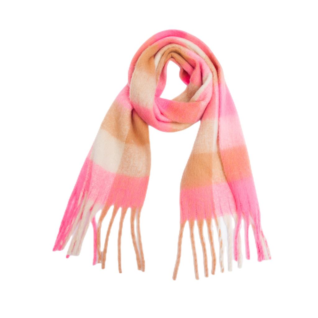 Autumn and Winter New Thickened Shawl Imitation Mohair Coarse Whiskers Colorful Plaid Scarf