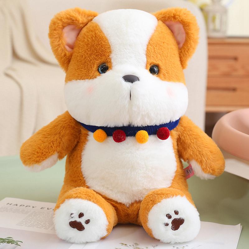 Plush Corgi Husky Dog Plush Toy Stuffed Big Head Kawaii Lifelike Animal Shiba Inu Doll Room Decor