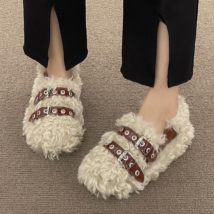 Женская обувь, осенние лоферы без шнуровки, женские повседневные меховые кроссовки с квадратным носком, осенняя зимняя обувь без шнуровки с неглубоким носком