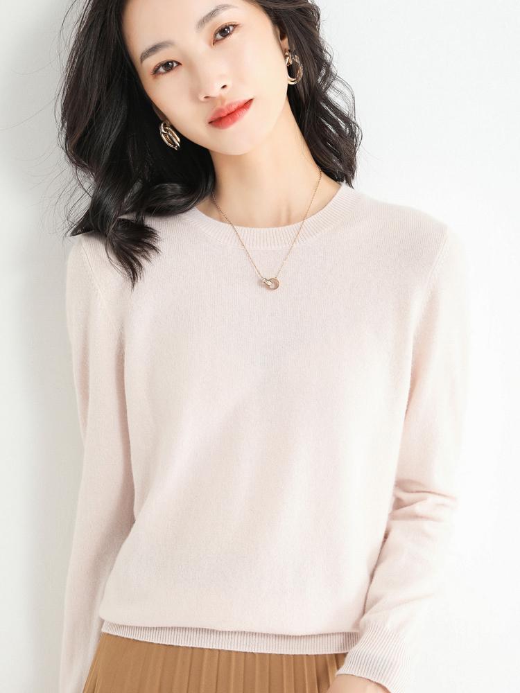Winter Classic Style Cashmere Pullover Fashion Merino Wool Sweater Round Neck Long Sleeve Knitwear Soft Warm Basic' Clothing Top