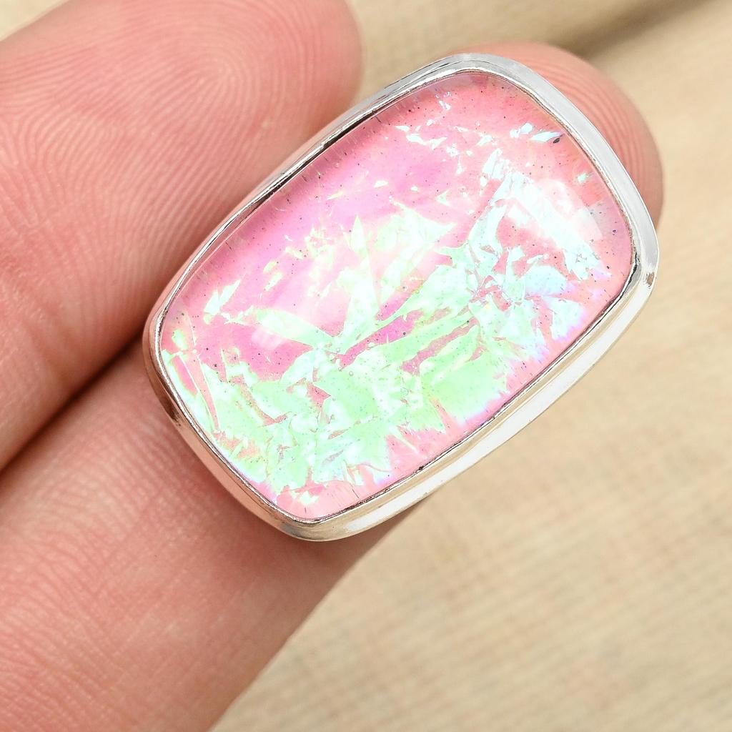 Очаровательное кольцо ручной работы с розовым австралийским тройным опалом из стерлингового серебра 925 пробы