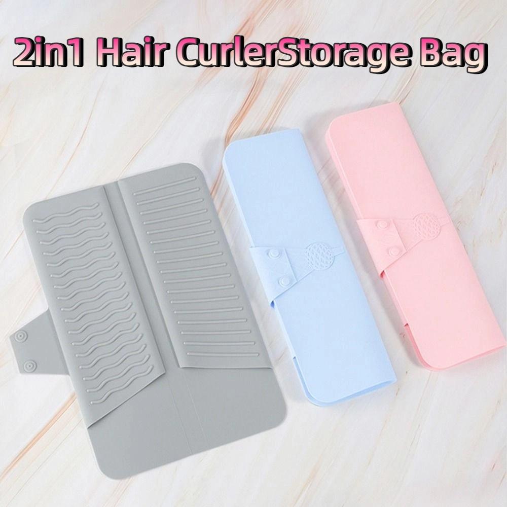 Folding Hair Curler Storage Bag Silicone Curling Iron Carrying Case  for Hair Care Tool