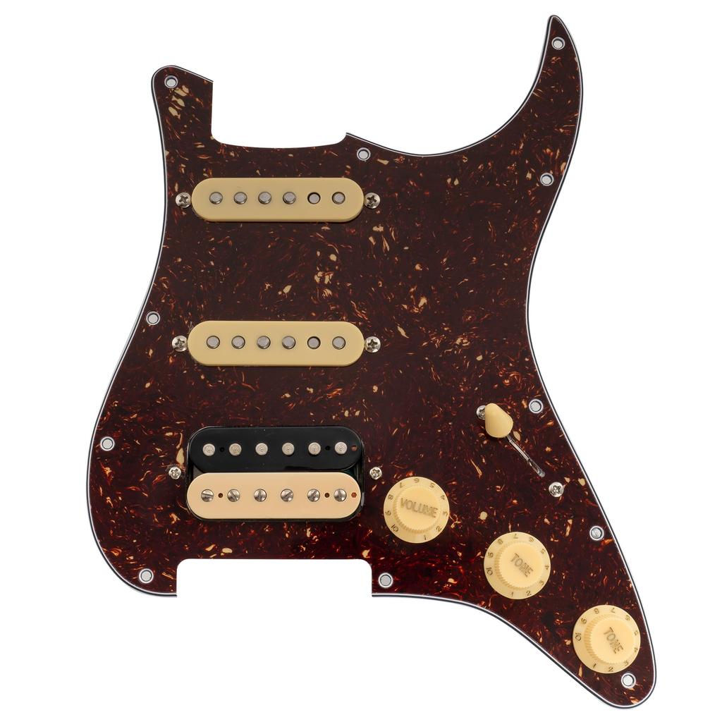 Musiclily Pro SE Pickguard with Alnico 5 Pickups and Super Switch for ST Stratocaster Electric Tortoiseshell Pattern ST-HSS-60SE Pre-wired 5-Way