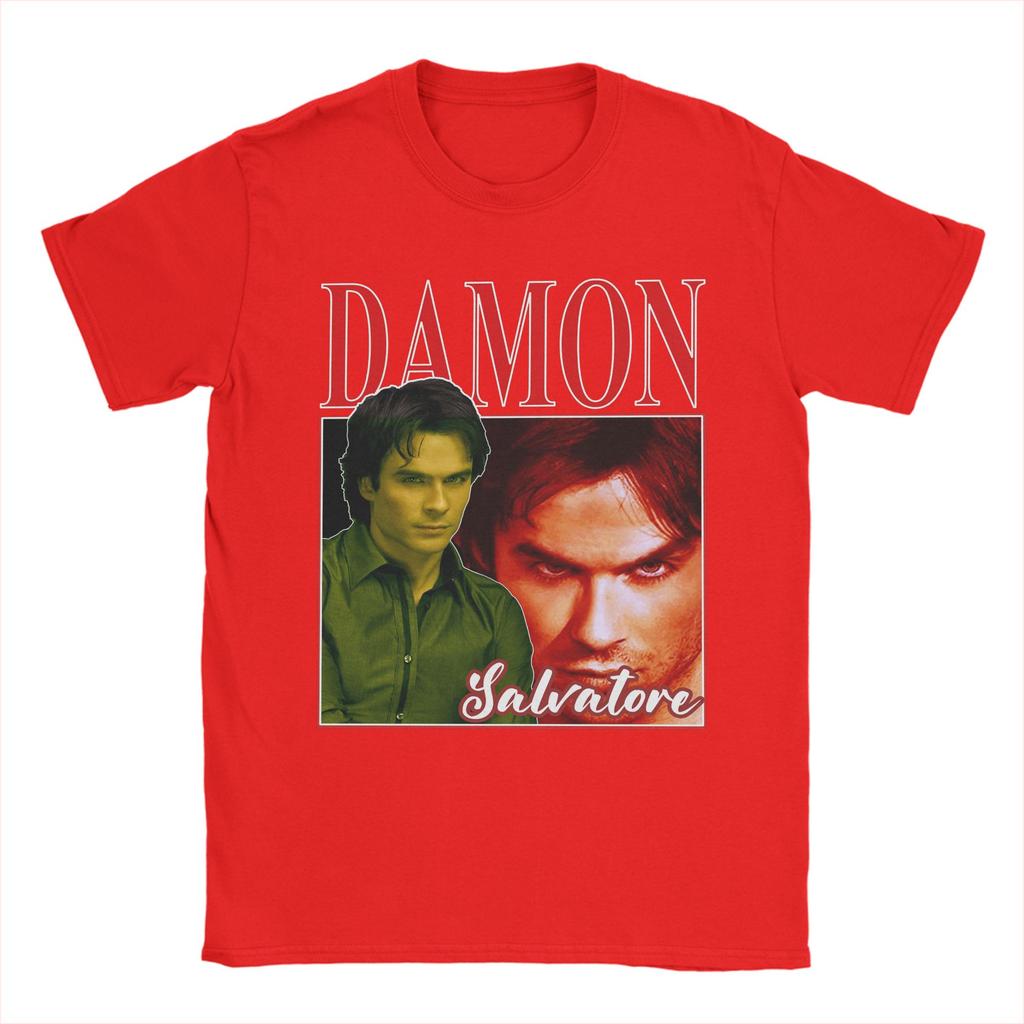 Унисекс с Damon Salvatore Футболки Дневники Вампира Ian Somerhalder 100% Хлопок Одежда С Коротким Рукавом Круглый Вырез Футболки TShirts