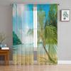 Beach Sky Clouds Coconut Trees Sea Landscape Curtains Tulle For Living Room Bedroom Kitchen Chiffon Sheer Window Treatment Decor