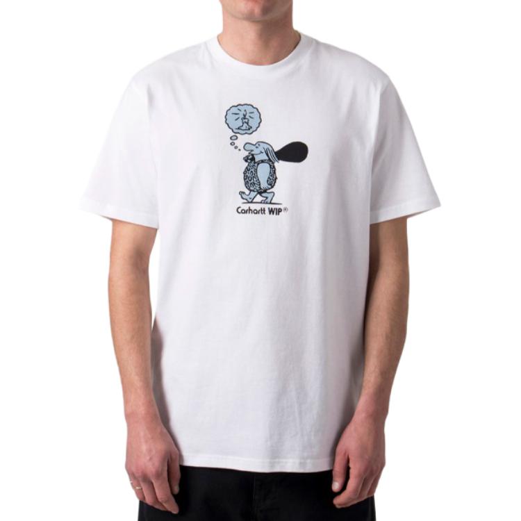 Carhartt WIP Футболка Original Thought с мультяшным принтом, с круглым вырезом, с коротким рукавом, мужская, белая I032882-02-XX