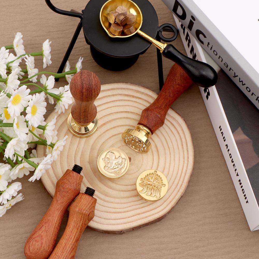 2 шт./набор Штампы для восковой печати с ручкой, Животные, Медведь, Мандала Слон, Собака и кошка на луне, латунные штампы для воска для декора