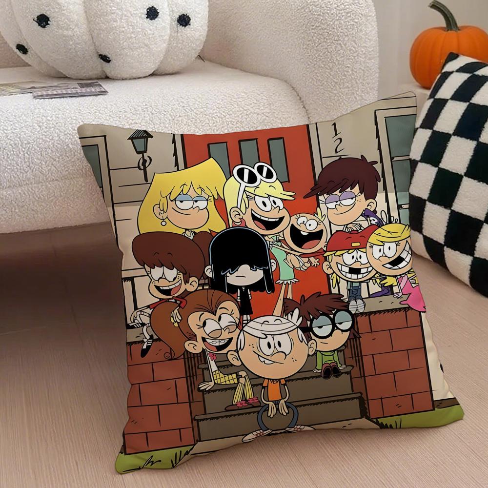 A fun TThe Loud House Cushion Cover Throw Pillow Cover Hidden Button Durable Polyester Chair Cushion
