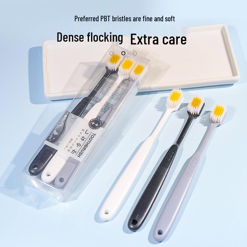 Adult 3-Pack High-End Korean Couple Soft Bristle Wide Head Toothbrush for Daily Use