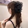 Large Summer Lace Edge Bow Claw Clip Hair Accessory for Women - Multi-Layer Feather Design