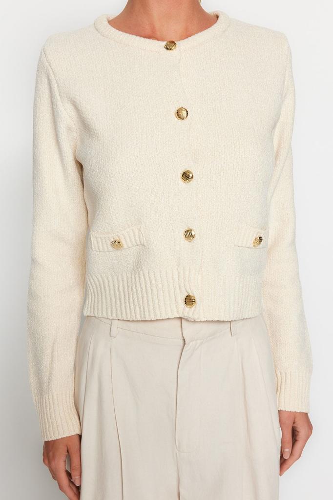 Women's Elegance Style Cardigan Black Premium Yarn Special Yarn Pocket Detailed Knitwear Cardigan