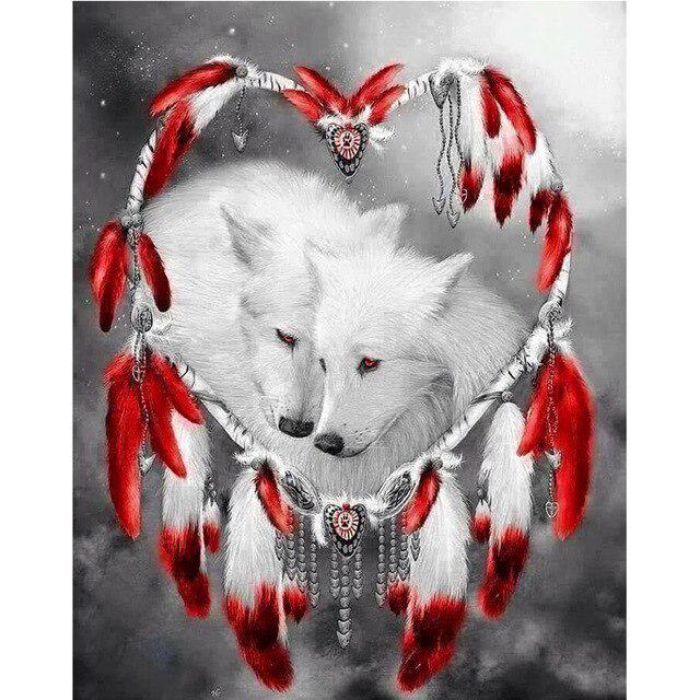 Wolf Animal DIY 5D Diamond Painting Full Round Drill Dreamcatcher Diamond Embroidery Cross Stitch Mosaic Rhinestones Home Decor