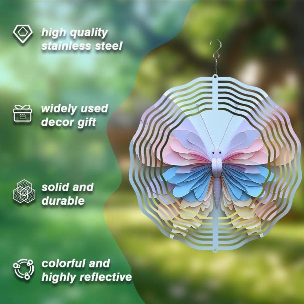 1pc 3D Mandala Flower Hanging Wind Spinner, Metal Garden Wind Chime, 360° Rotating Hook, Outdoor Yard Decor, No Electricity or Battery Needed