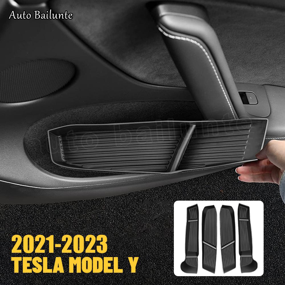 4Pcs Door Side Storage Box Front Rear Side Door Insert Organizer Tray Umbrella Box For Tesla Model Y 2022 2023