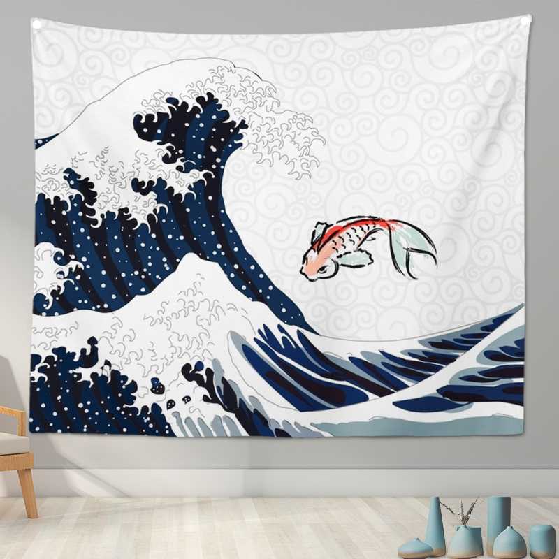 Укиё-э японский гобелен с принтом, настенная ткань, подушка для спальни, подвесное украшение для дома, гостиная, фоновая ткань, тапиз