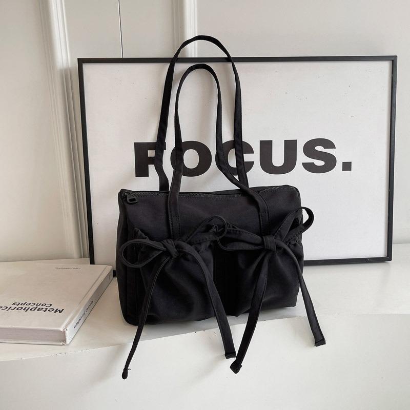 Новая сумка-тоут с бантом, высококлассная, вместительная сумка на плечо, женская простая однотонная сумка для通勤, сумка под мышкой