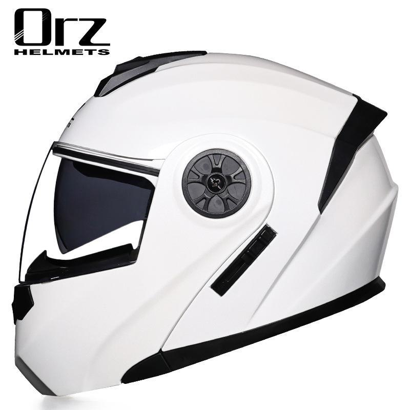 ORZ Double Lens Flip-Up Electric Car Helmet - Anti-Fog, Unisex, Four Seasons, Semi-Motorcycle
