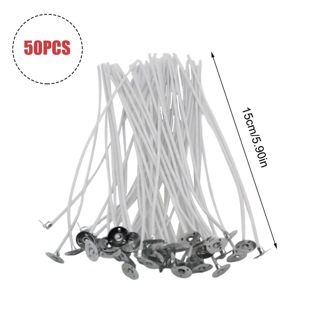 Фитиль для изготовления свечей Предварительно вощеные фитили для свечей 50 шт. Набор фитилей для соевых свечей для DIY поделок Хлопковые фитили для свечей Длинные фитили