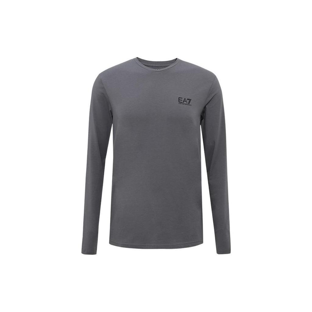 Emporio Armani Мужская футболка EA7 однотонная с круглым вырезом и длинным рукавом Серый 8NPT55-PJM5Z-1977