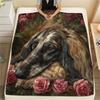 Afghan Hound and Roses,pattern Flannel Blanket, High quality Comfortable for All Seasons, Home Decor, Warmth and Comfort, Perfect for Gifts.
