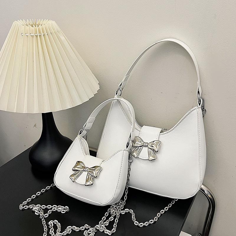 Модная повседневная сумка-мешок с бантом через плечо 2024 года, популярная сумка на плечо в корейском стиле, трендовая сумка в виде полумесяца в иностранном стиле