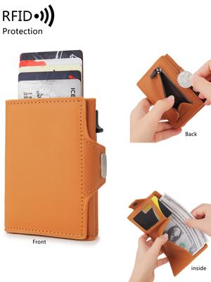 Мужской кошелек RFID, держатель кредитных карт, кожа PU, мини-кошелек, автоматический выдвижной многофункциональный держатель банковских карт