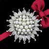 Faux Pearl Flower Brooch Collar Pin Rhinestone Crystal Bridal Jewelry Present