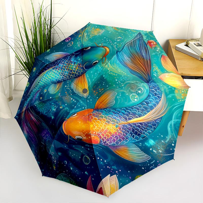 Рисунок "Морская рыба", автоматический складной зонт, портативная и складная конструкция, 8 спиц, рождественский или день рождения подарок.