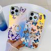 Electroplated Laser Butterfly for Apple 16E Mobile Phone Case Ring Holder for IPhone15promax Hard Case