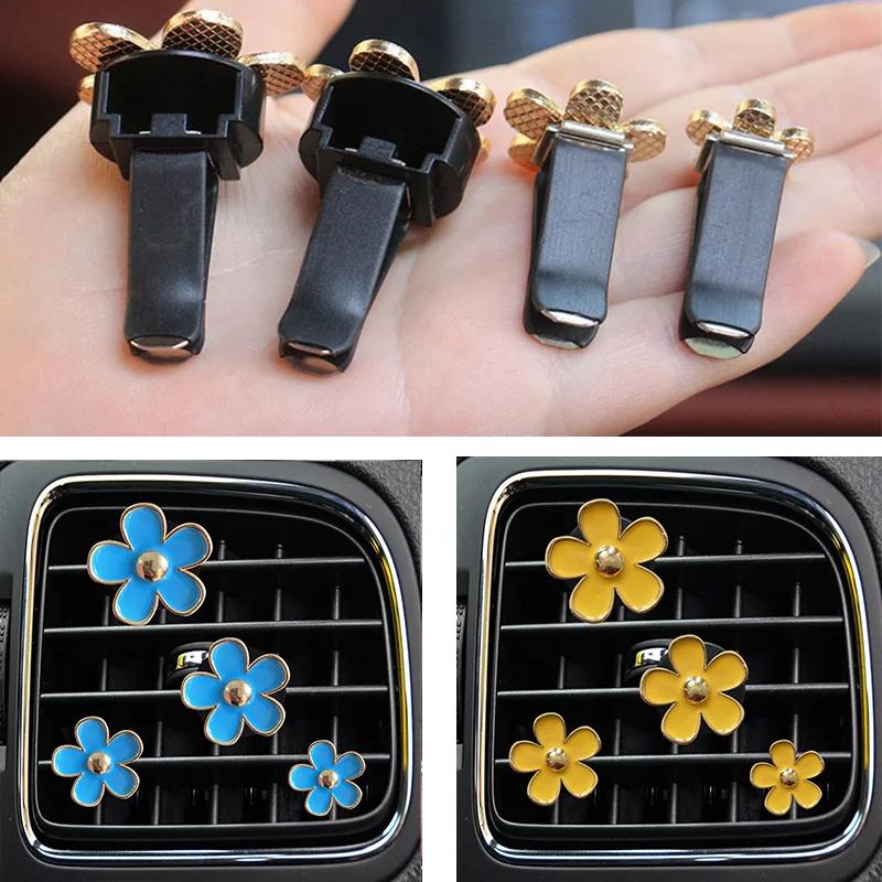 4pc/set Flower Car Outlet Vent Perfume Clips Daisy Car Interior Aromatherapy Fresheners Diffuser Clips Air Outlet Decor Clip