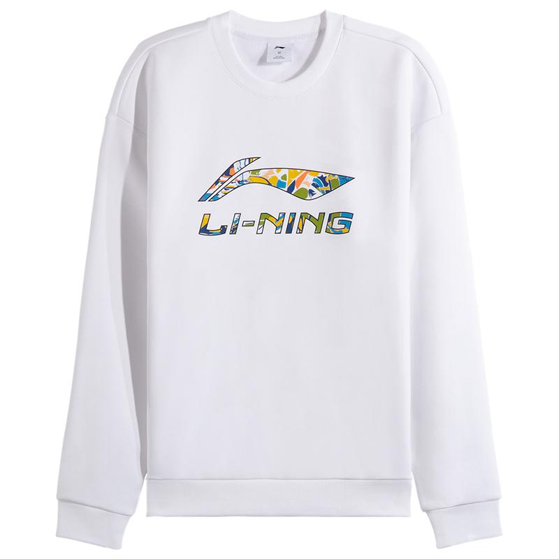 Li Ning Sweatshirts Unisex White Crew Neck Moderate AWDVH37-2