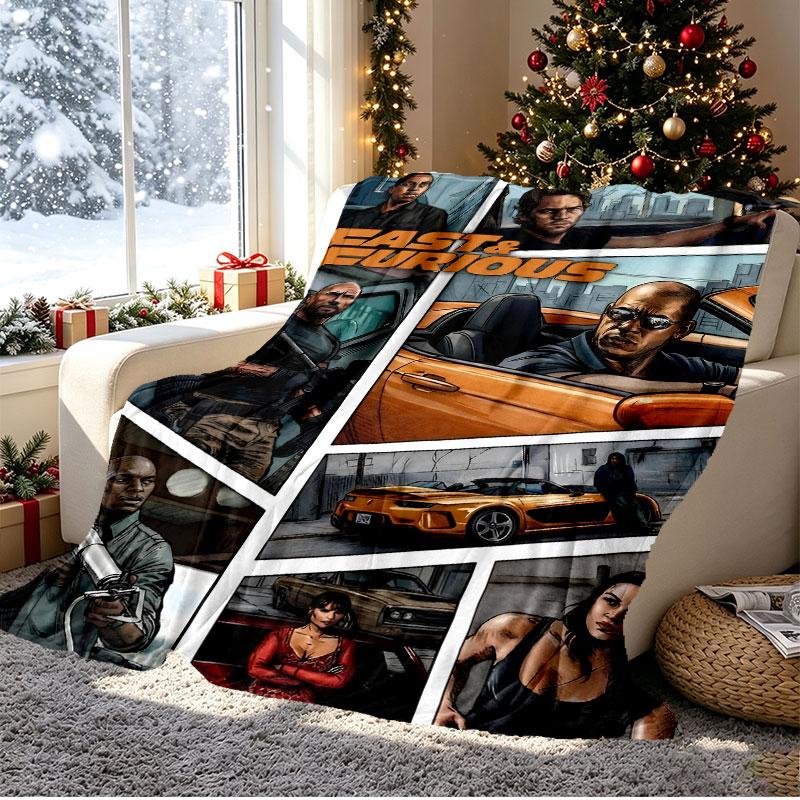 Fast & Furious Pattern Blanket for Home Decoration, Bed, Sofa, Car Travel, Camping, Suitable for All Seasons, Birthday Christmas Gift