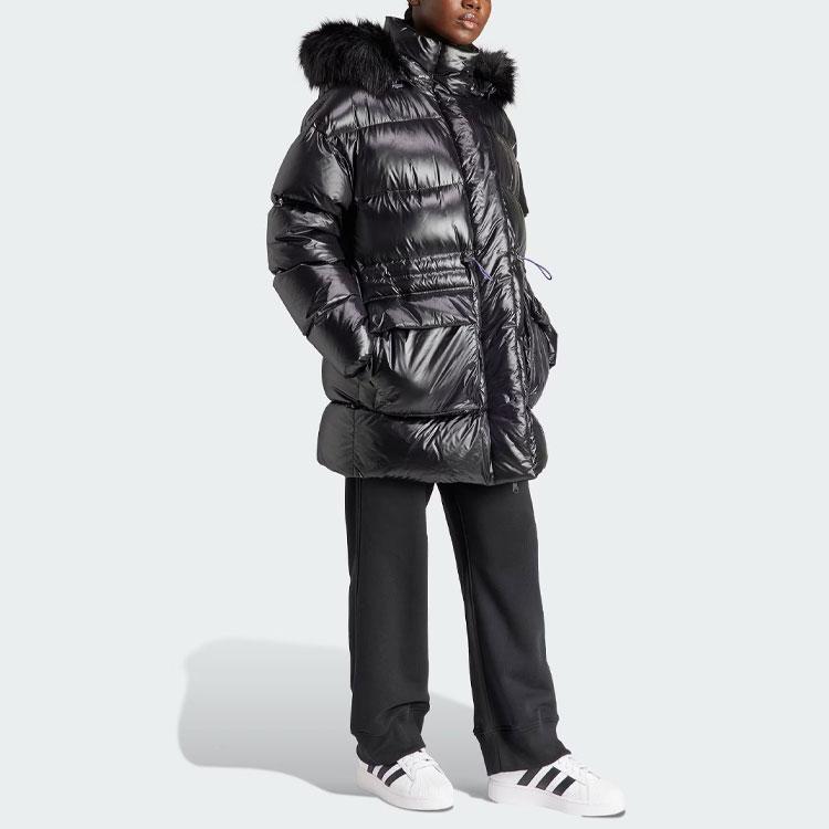adidas Оригинальная пуховая куртка с длинным ворсом для женщин, черная IR7117