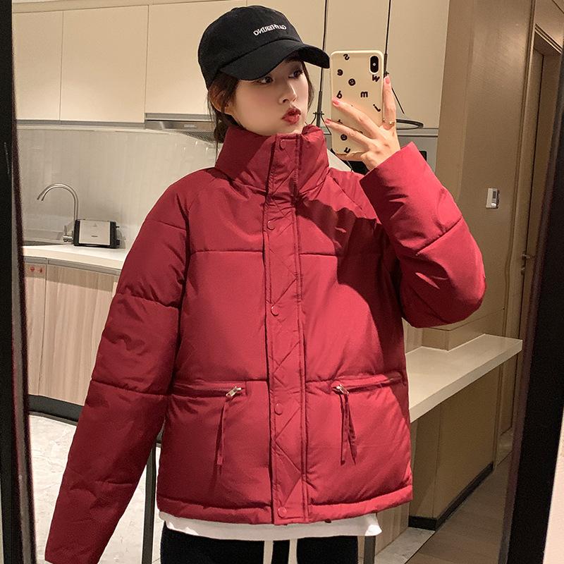 Down cotton clothes women's short winter new loose fashion thickened small stand-up collar students anti-season