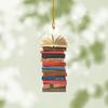 Reading Vintage Book Christmas Ornament Acrylic Craft Colorful Stacked Book Hanging Ornament Christmas Tree Decorative Props Holiday Party Home