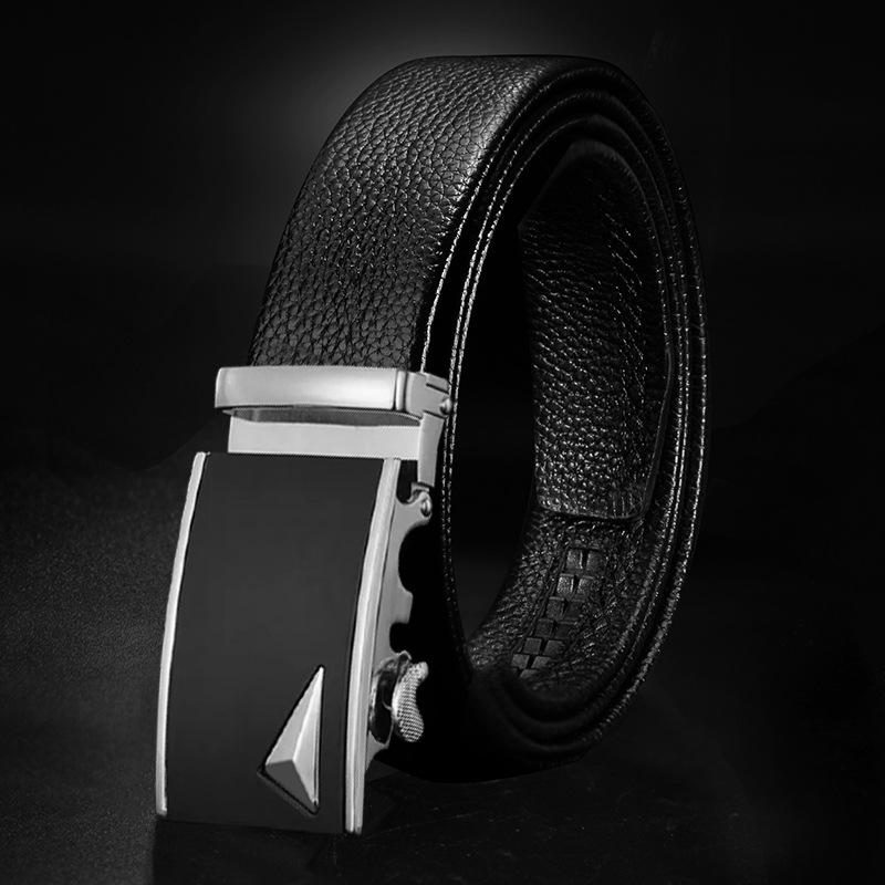 Мужской ремень из коровьей кожи с автоматической пряжкой, новый ремень для брюк, повседневный деловой универсальный ремень для мужчин среднего возраста и молодежи