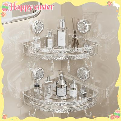 Водонепроницаемая прозрачная ПЭТ-пластиковая угловая полка с крючками на присосках, матовая отделка, настенный органайзер для ванной комнаты, с сильной фиксацией для ванной комнаты