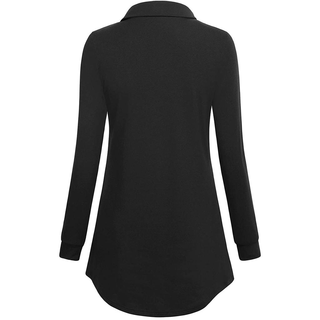 Женская однотонная футболка с длинным рукавом на пуговицах, свободный пуловер