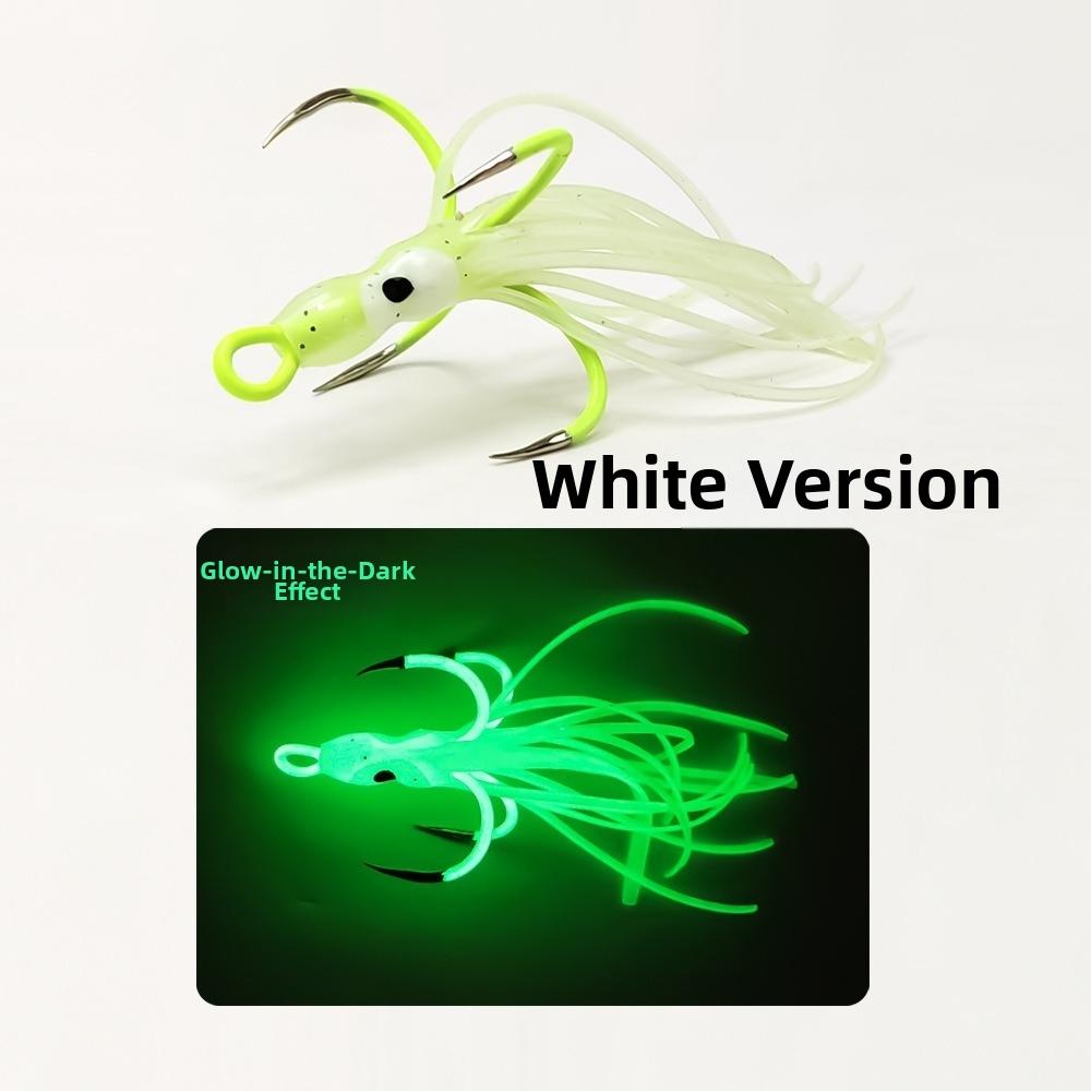 5pcs Four Hooks Squid Bait Hooks Night Light Octopus Jig Hooks Saltwater Fishing