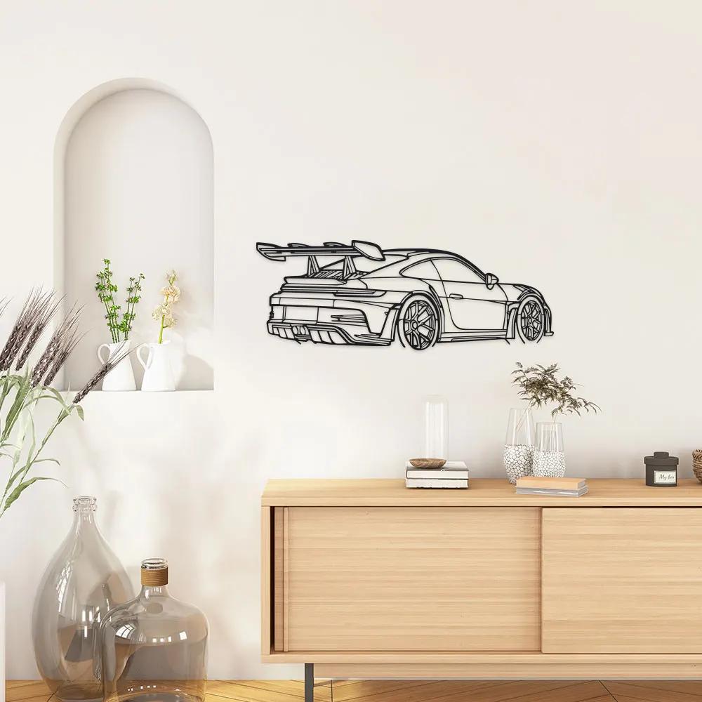 Car Metal Wall Art - Black Metal Carving, Sleek Design with Spoiler & Exhaust Pipes Easy To Hang Home Office Decor Wall Stickers