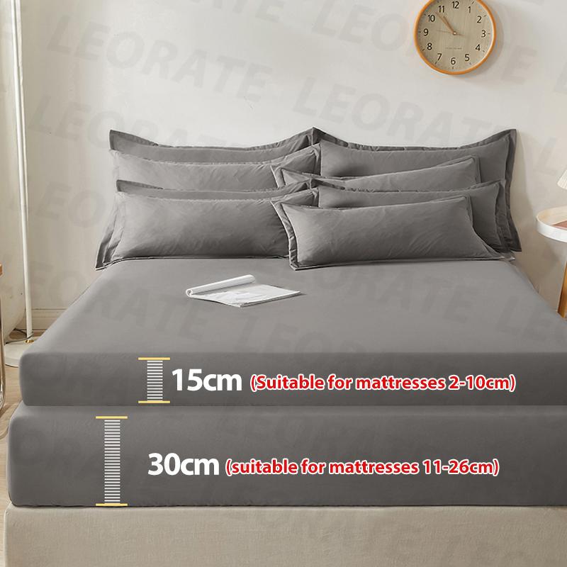 Fitted Bed Sheet With Elastic Band Solid Color Mattress Covers Protector For Single Double King Bed Cotton 150/160/180x200