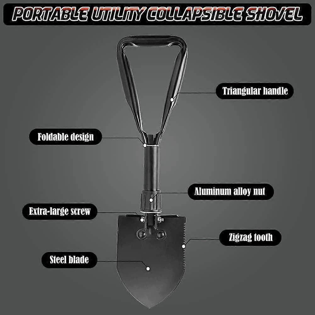 Digging Shovel, 47 cm, Lightweight and Foldable, High Carbon Steel, Digging Trowel, for Camping, Hiking, Car, Emergency, Home, Garden