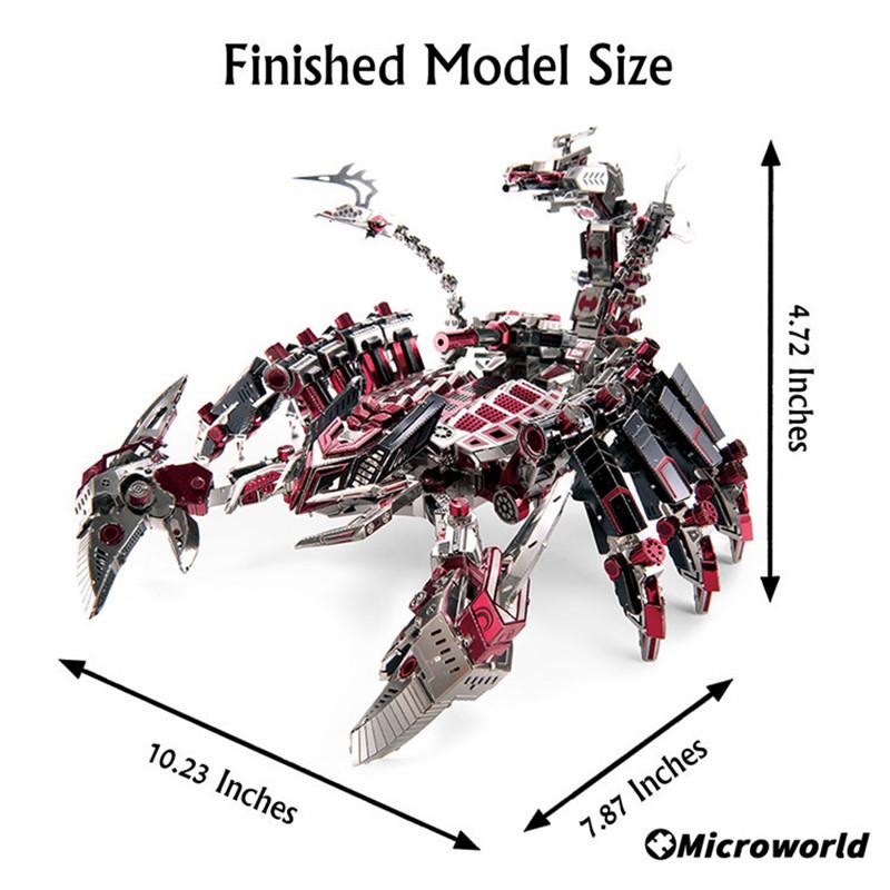 Microworld 3D Металлический Пазл Животное Красные Дьяволы Скорпион Набор Моделей Сделай Сам Настольное Украшение Пазл Игрушки Подарки на День Рождения Для Взрослых
