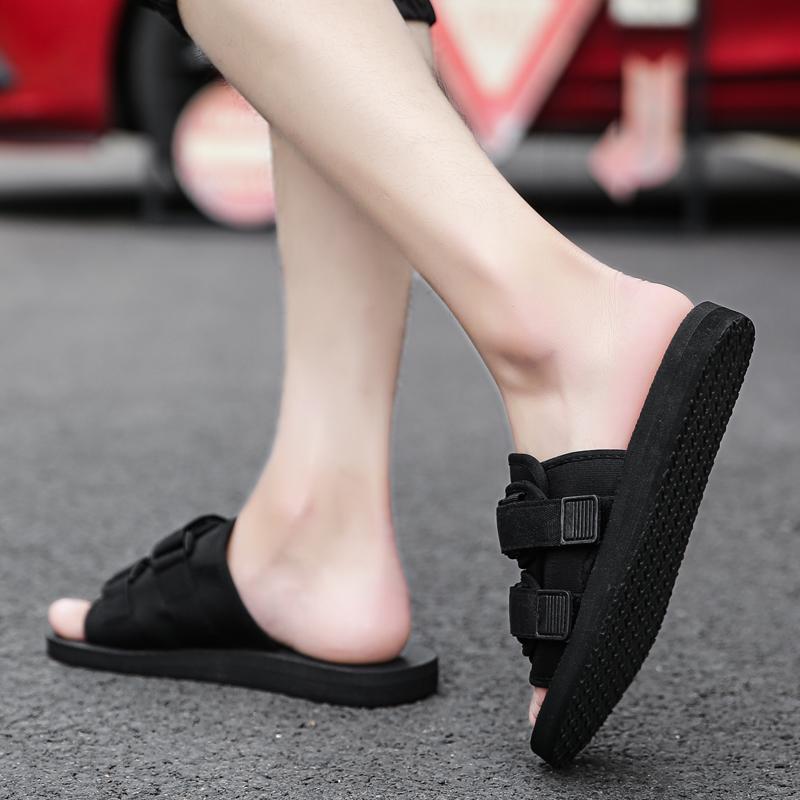 Летние мужские тапочки на открытом воздухе, модные парусиновые туфли на липучках, повседневные туфли для пар, пляжные тапочки без застежек, сандалии, женская обувь, шлепанцы